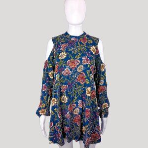 Baby Doll Floral Cold Shoulder Midi Dress